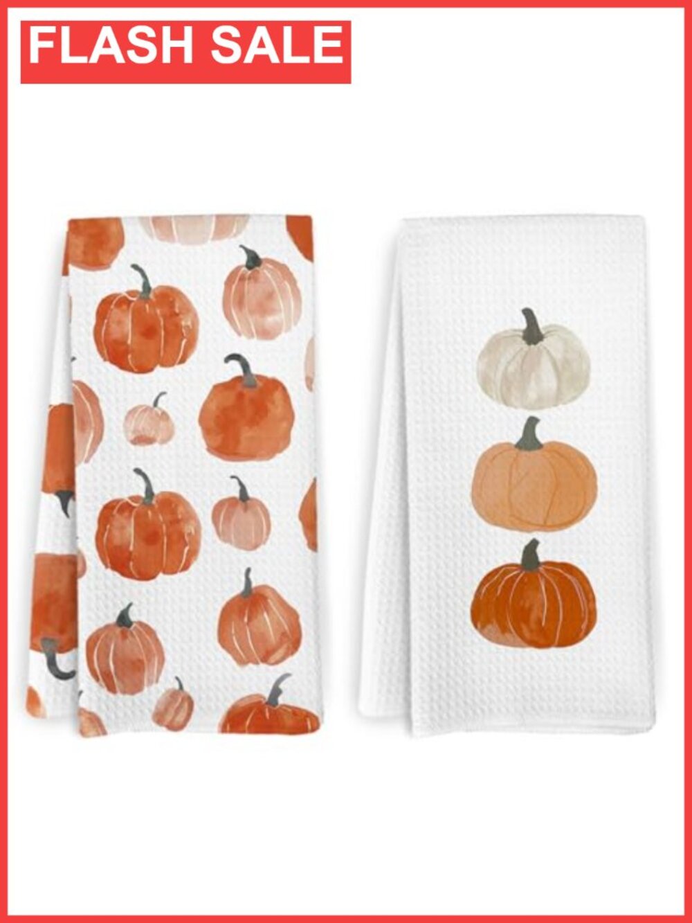 Fall Pumpkin Kitchen Dish Towels Set of 2 Superfine Fiber 16x24 Farmhouse